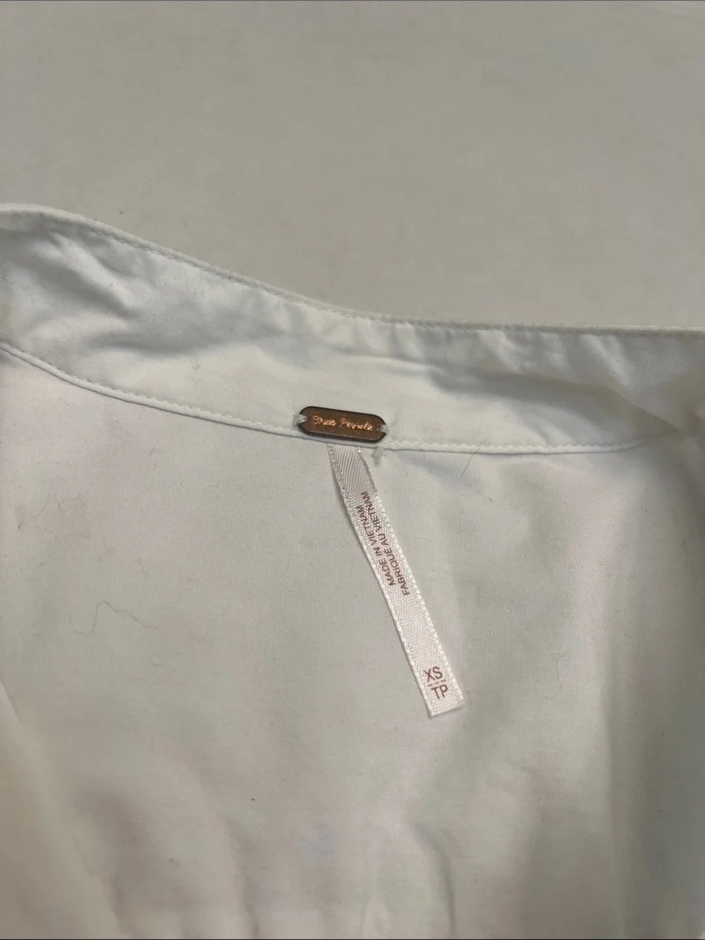 FREE PEOPLE WOMEN’S WHITE ABBEY BUTTON UP LONG SLEEVE COTTON SHIRT WRAP TIE XS